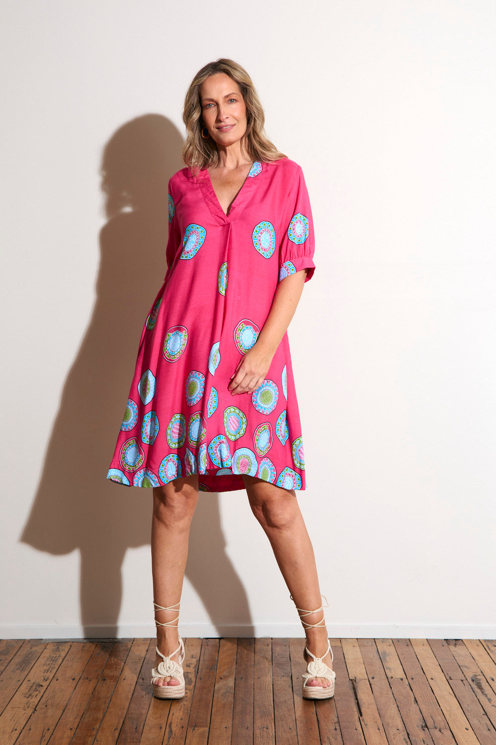 Kora Puff Sleeve Dress in Paloma