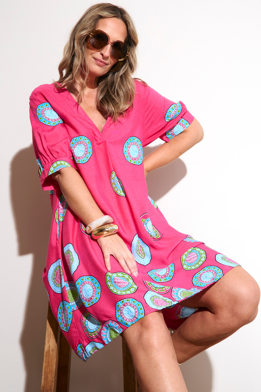 Kora Puff Sleeve Dress in Paloma
