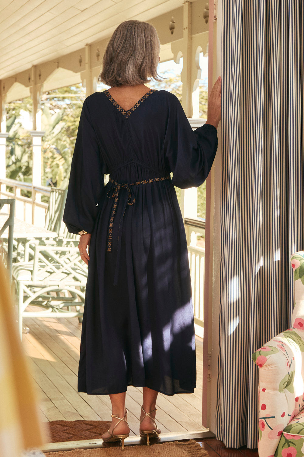 Margot Billow Dress in Navy Gild