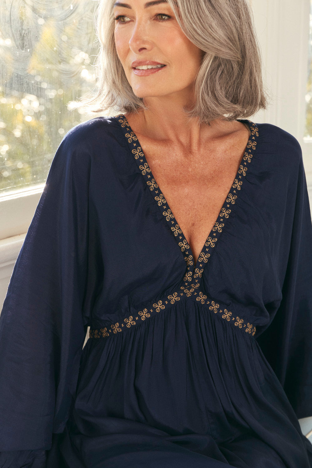 Margot Billow Dress in Navy Gild