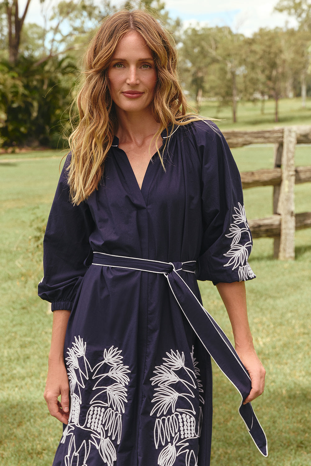 Robin Belted Dress in Inkwell Navy