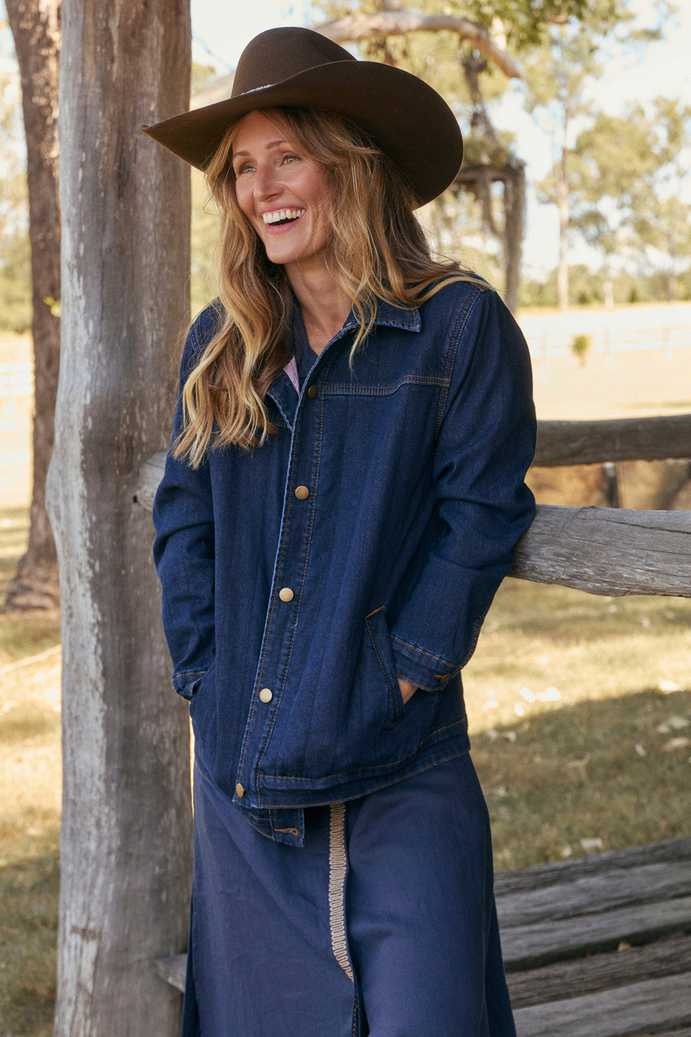 Denim Shacket in Dark Wash