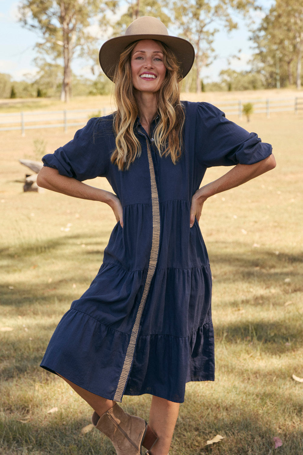 Winslow Knee-Length Dress in Midnight Clay