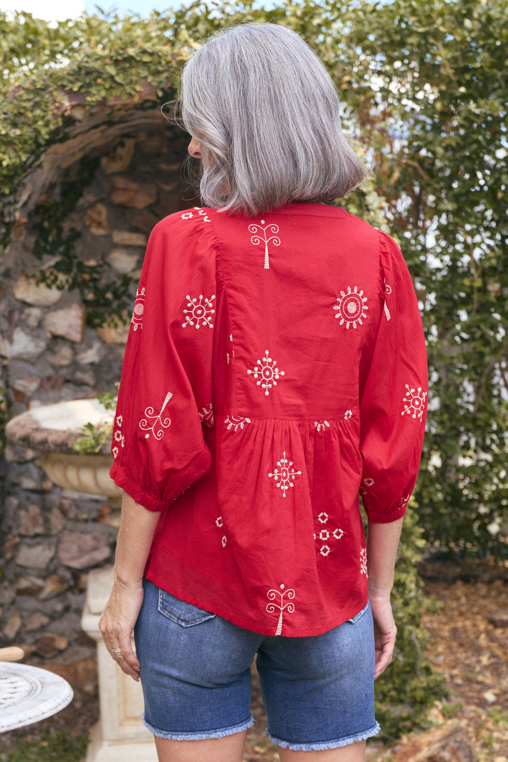 Cairo Boho Blouse in Cardinal