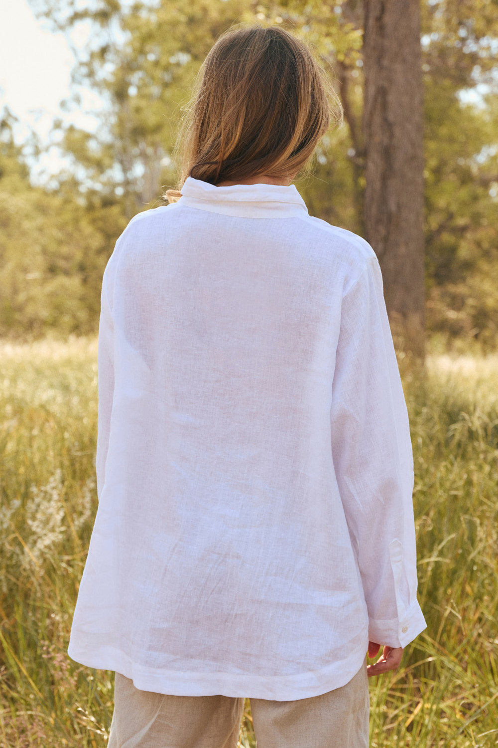 Oversized Linen Boyfriend Shirt in White