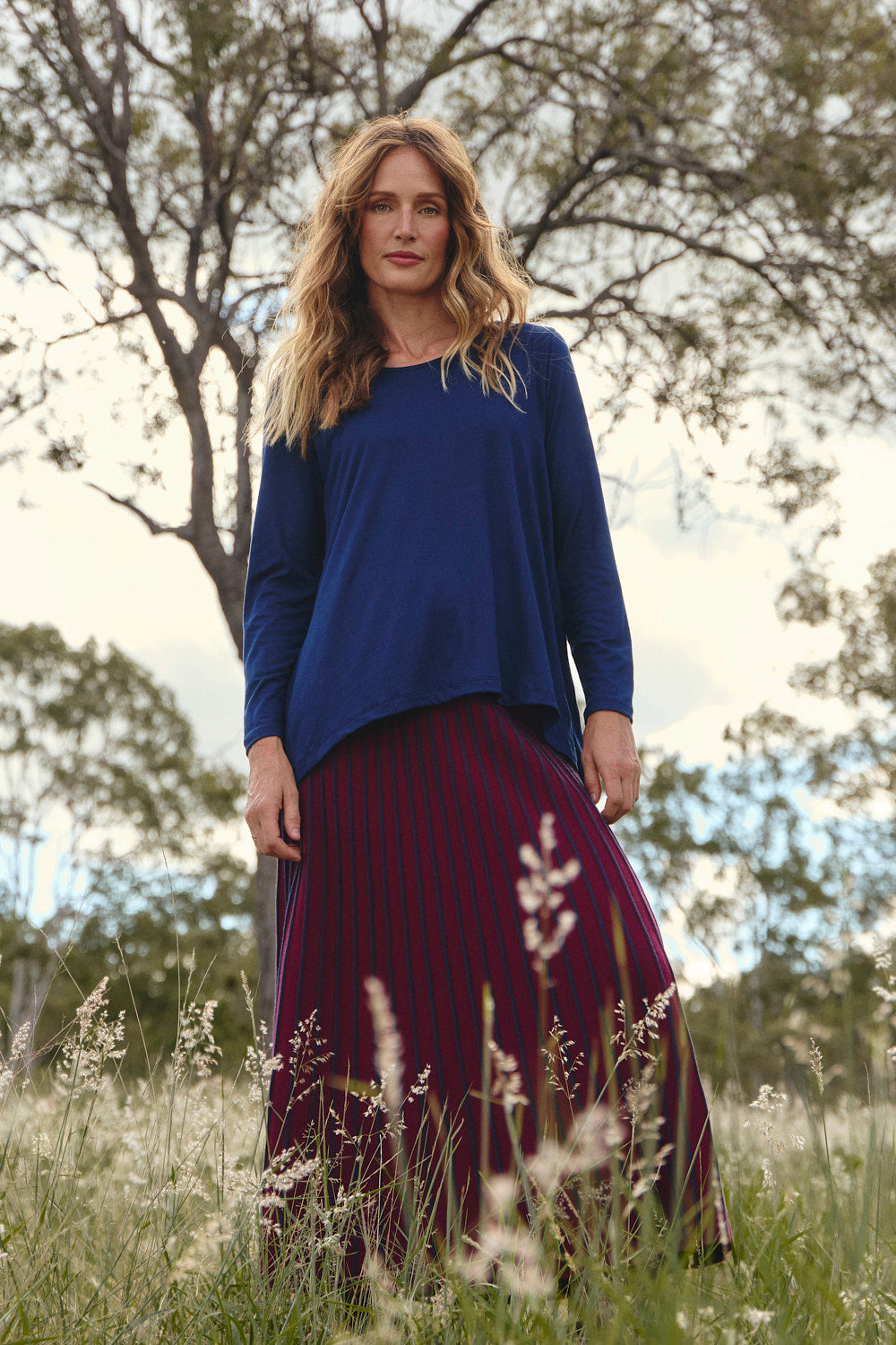 Long Sleeve Swing Tee in Navy