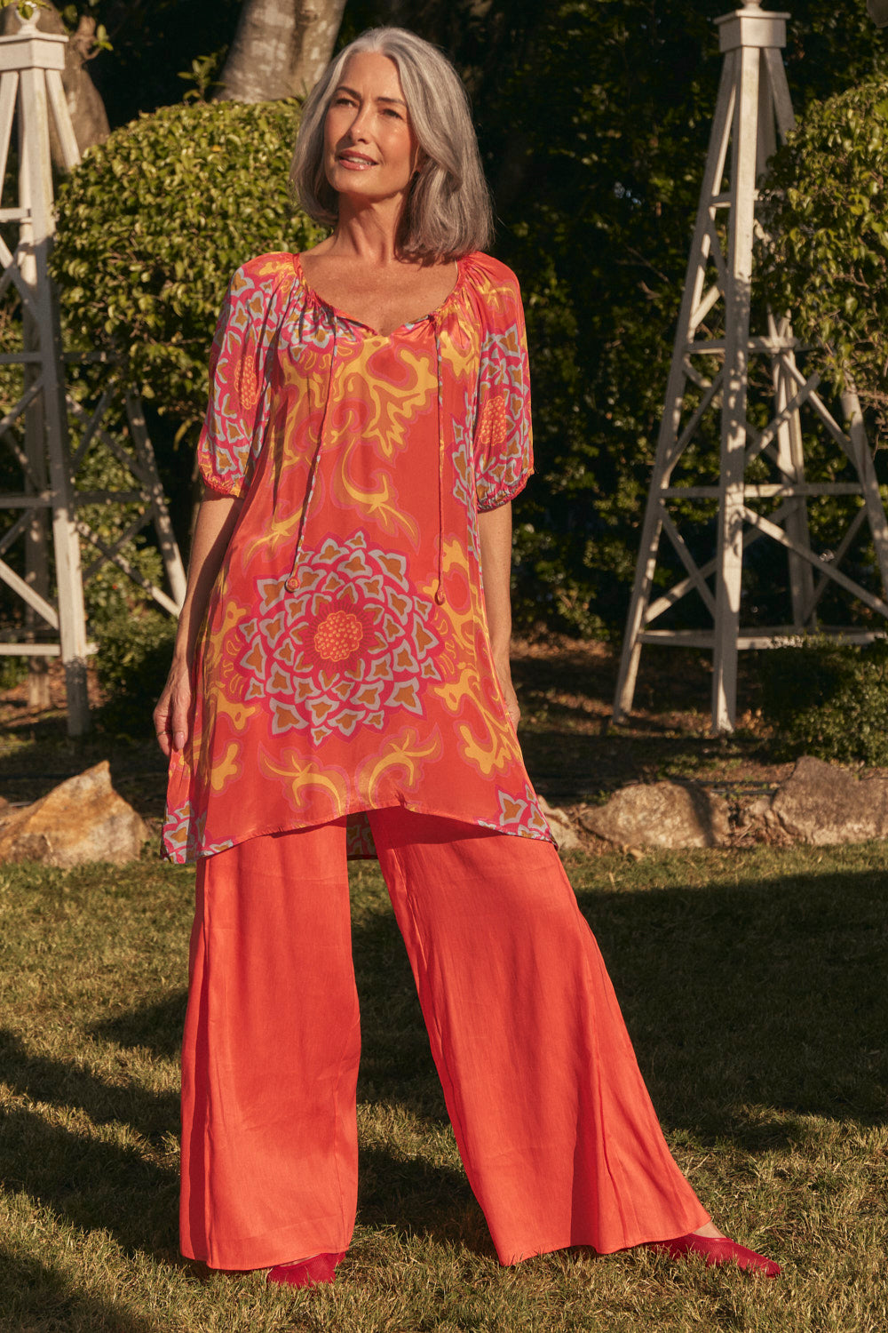 Via Short Billow Dress in Sunset Mimosa