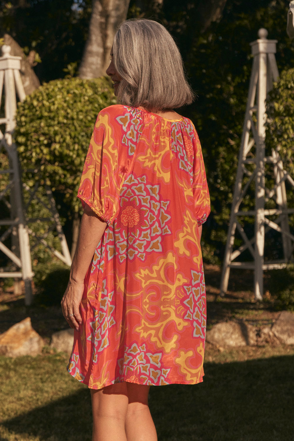 Via Short Billow Dress in Sunset Mimosa