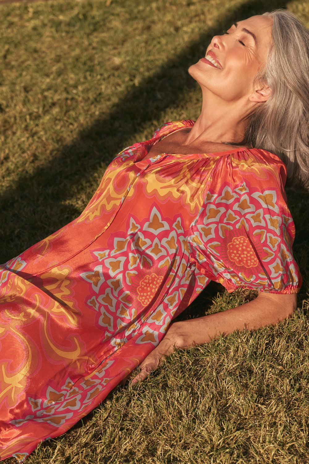 Via Short Billow Dress in Sunset Mimosa