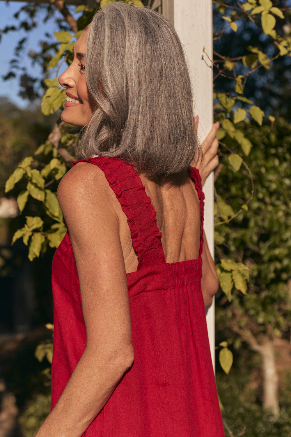 Clare Linen Sun Dress in Chilli