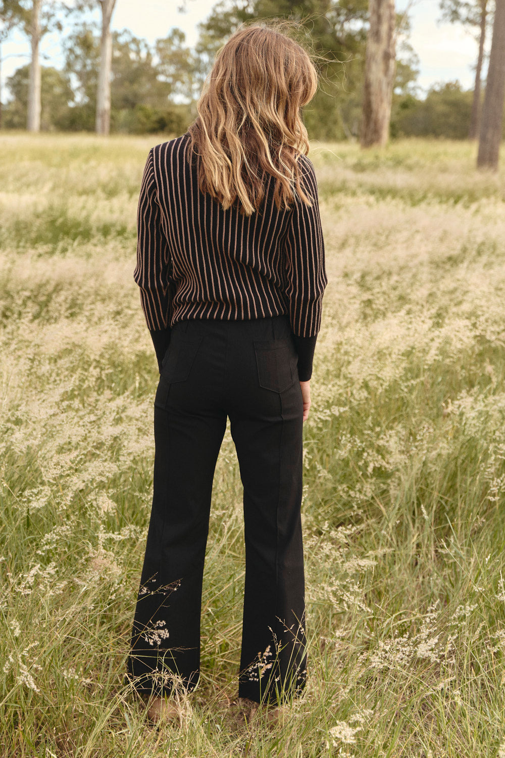 Stretch Wide Leg Pant in Black