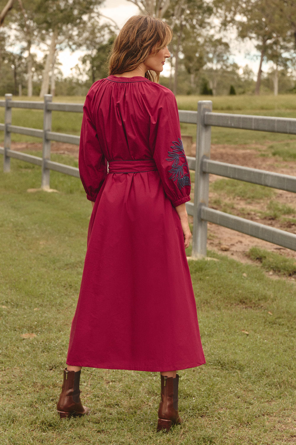 Robin Belted Dress in Inkwell Burgundy