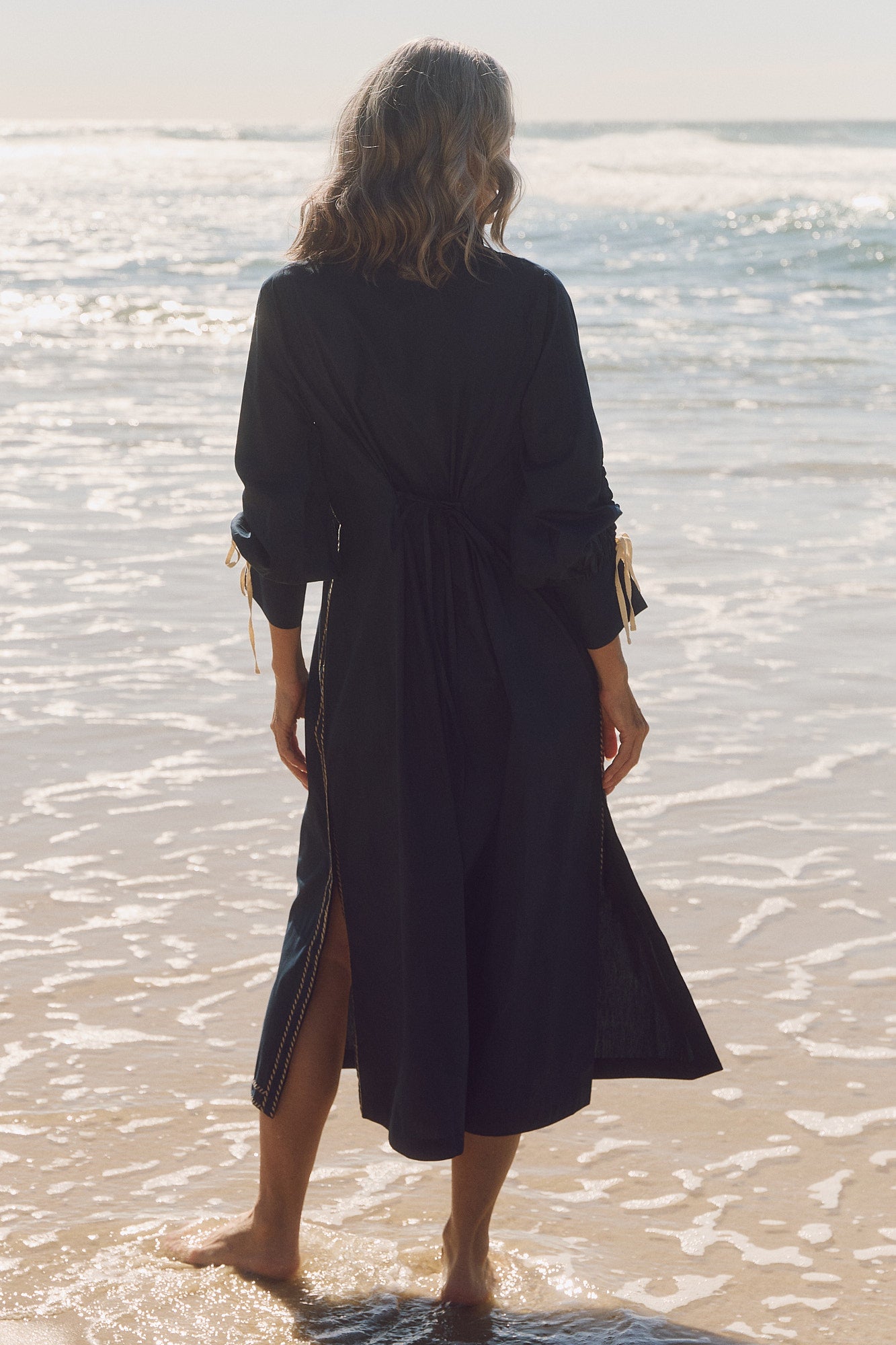 Andie Collared Drawstring Dress in Navy