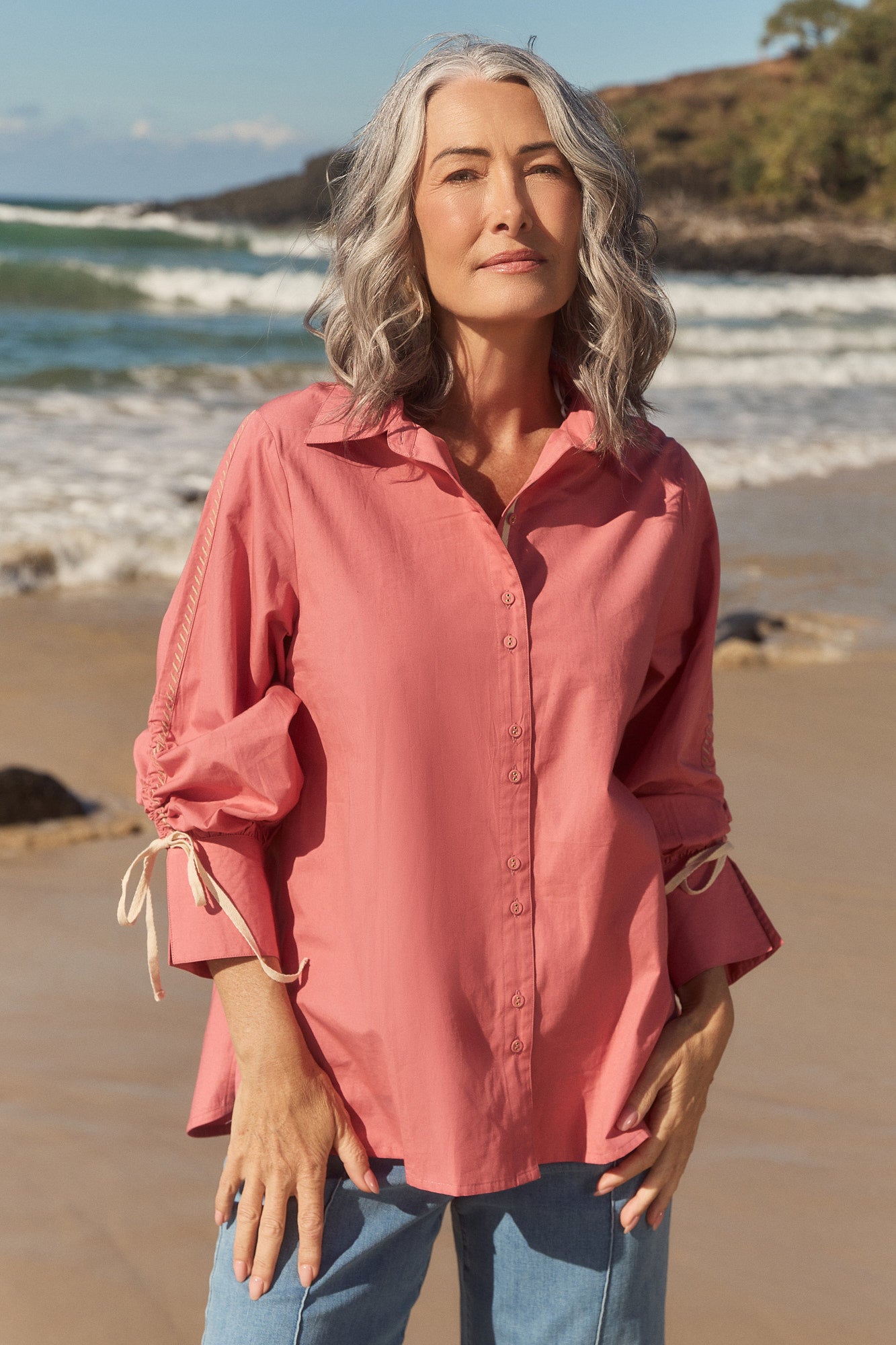 Andie Drawstring Shirt in Vintage Rose