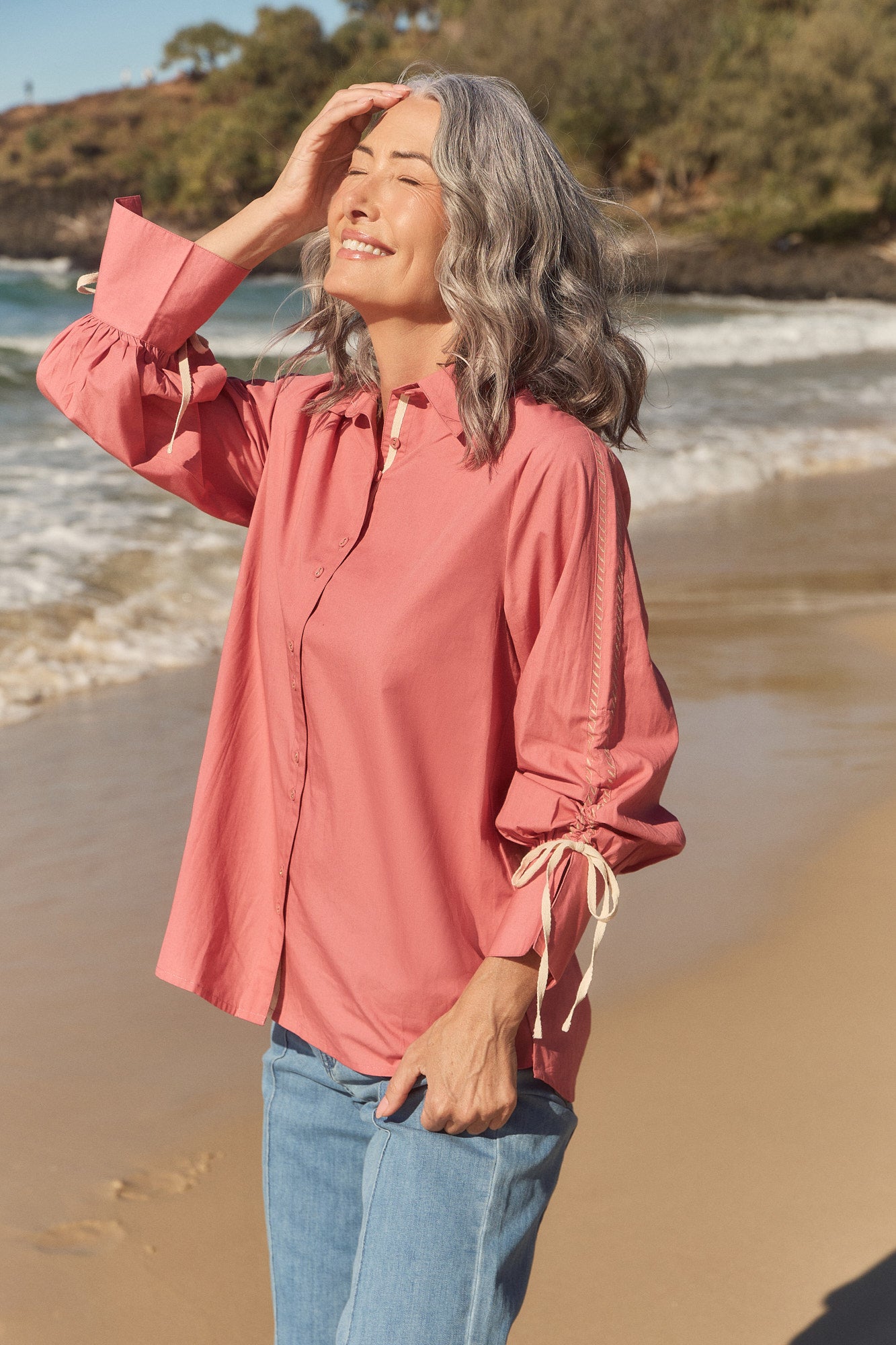Andie Drawstring Shirt in Vintage Rose