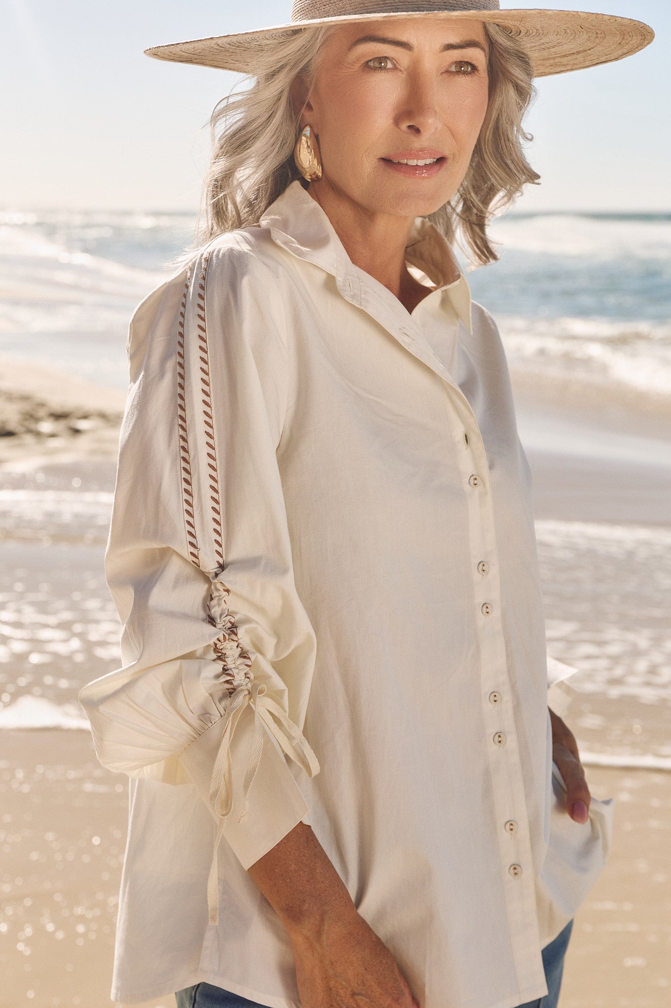 Andie Drawstring Shirt in Natural
