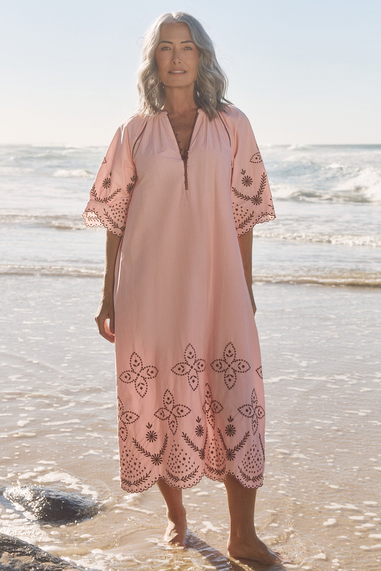 Robin Embroidered Dress in Dawn