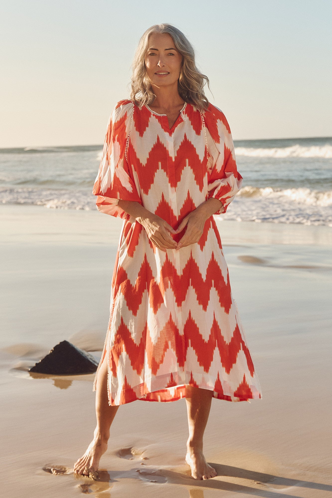 Mandy Tunic Dress in Chevron Orange
