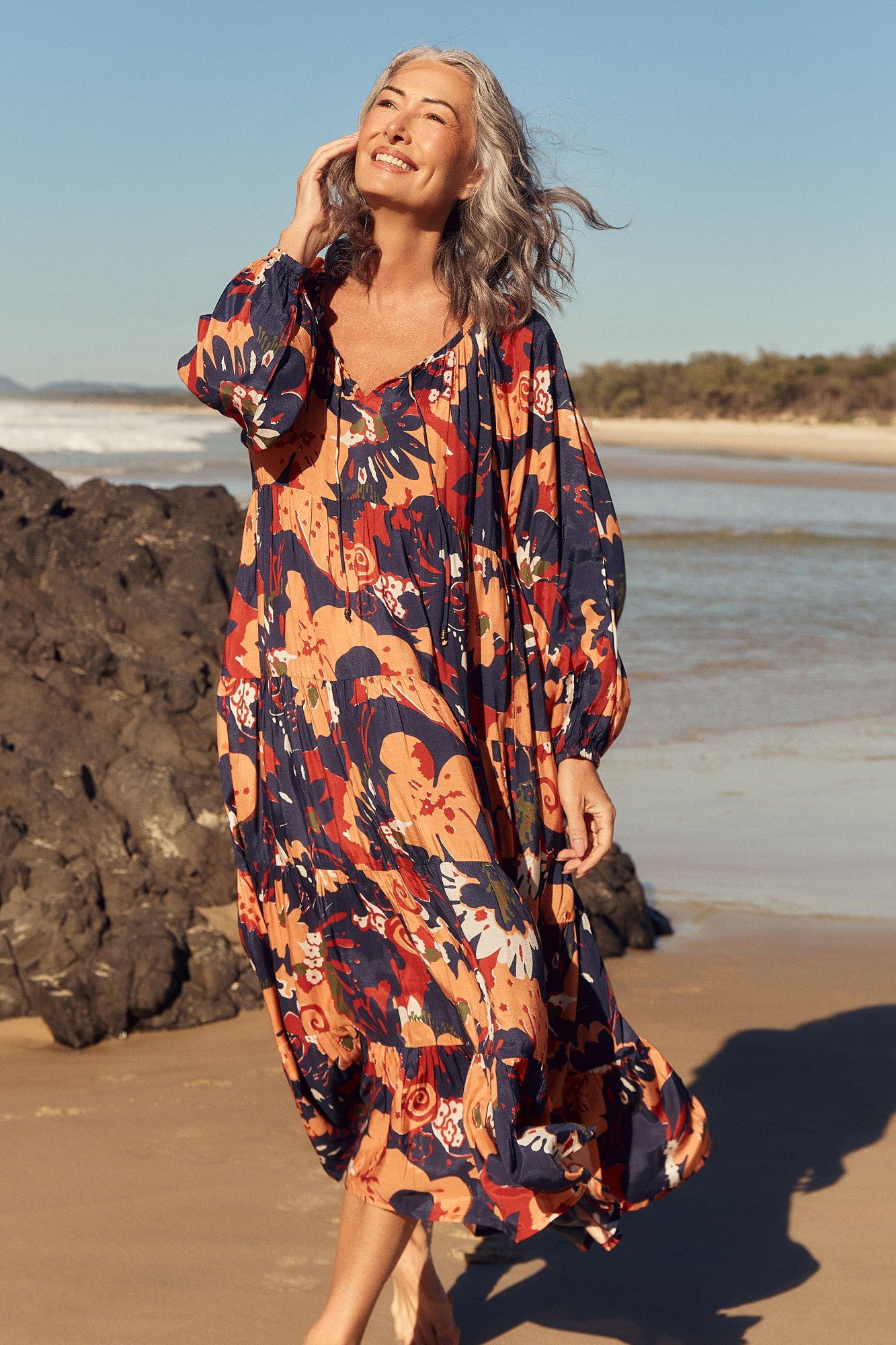 Layla Cotton Silk Tiered Dress in Wildwood