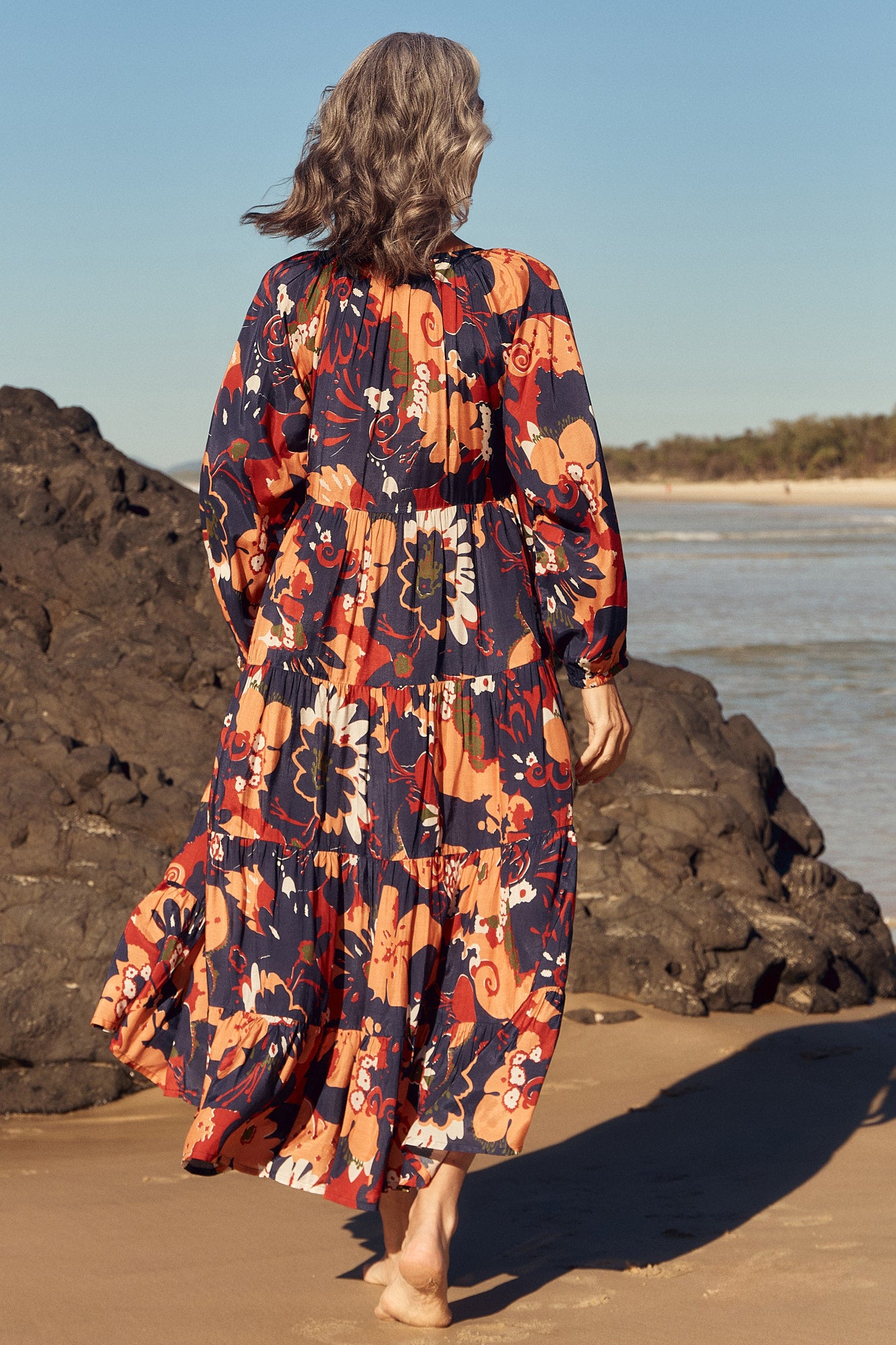 Layla Cotton Silk Tiered Dress in Wildwood