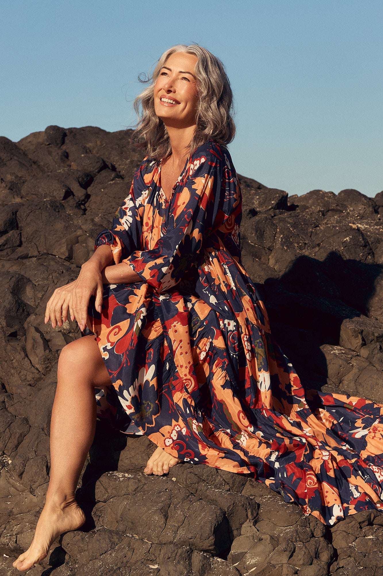 Layla Cotton Silk Tiered Dress in Wildwood