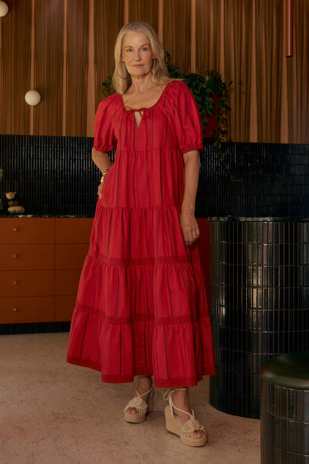 Layla Tiered Dress in Very Berry