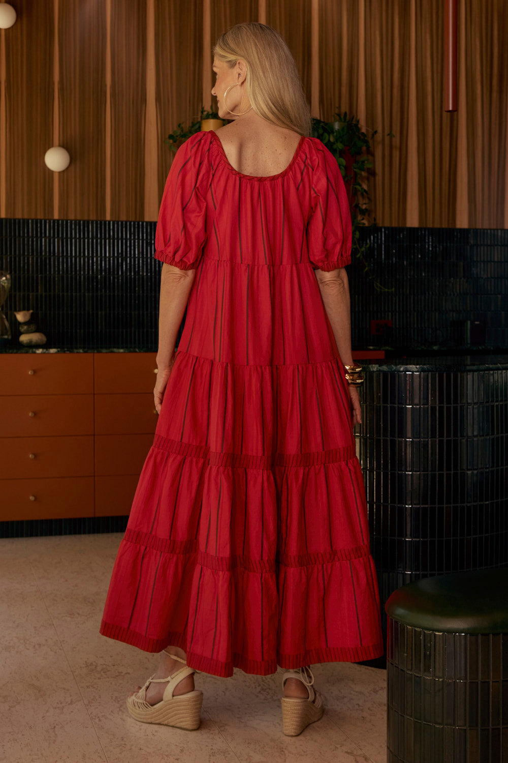 Layla Tiered Dress in Very Berry