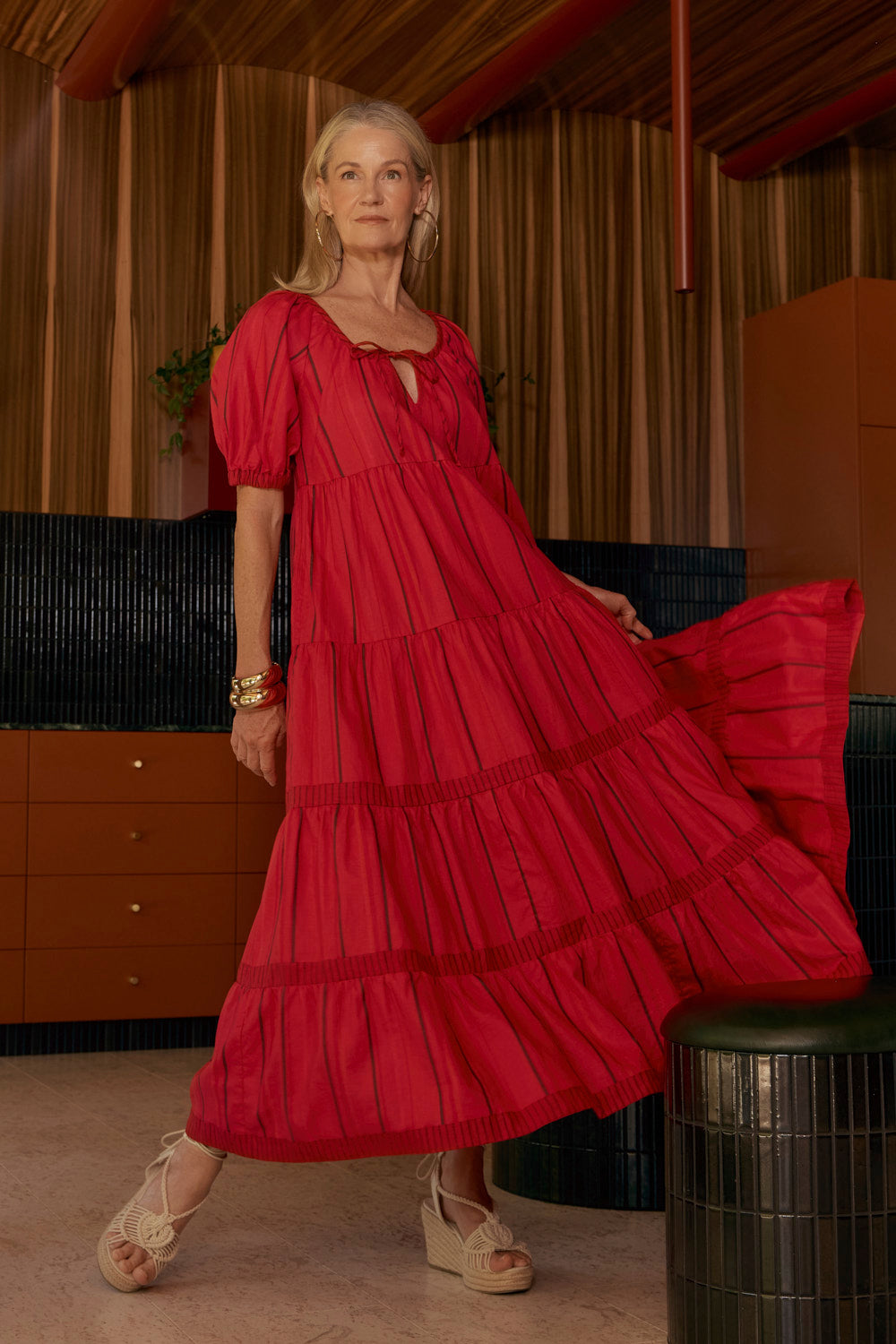 Layla Tiered Dress in Very Berry