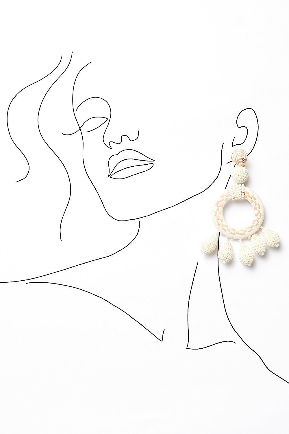 Leila Beaded Earring in White