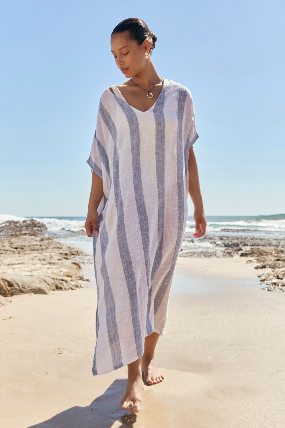 Leilani Kaftan in Blue Stripe