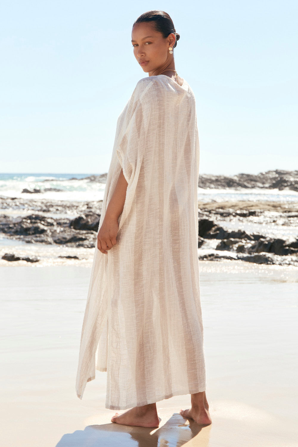 Leilani Kaftan in Natural Stripe