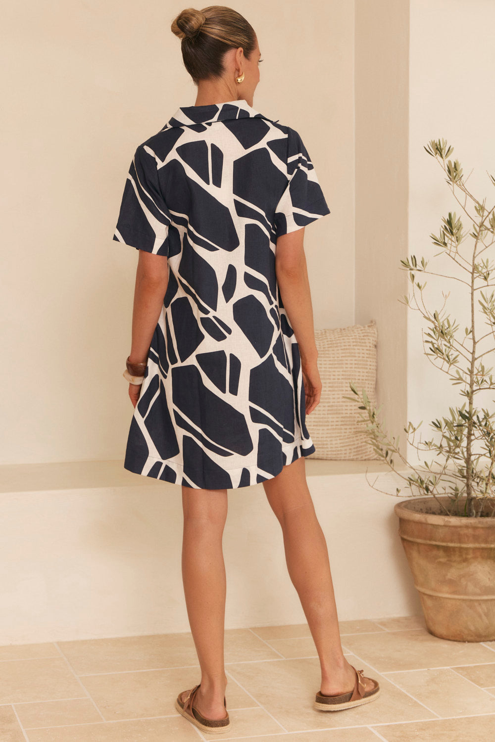 Leni Short Collared Dress in Fjorde Navy