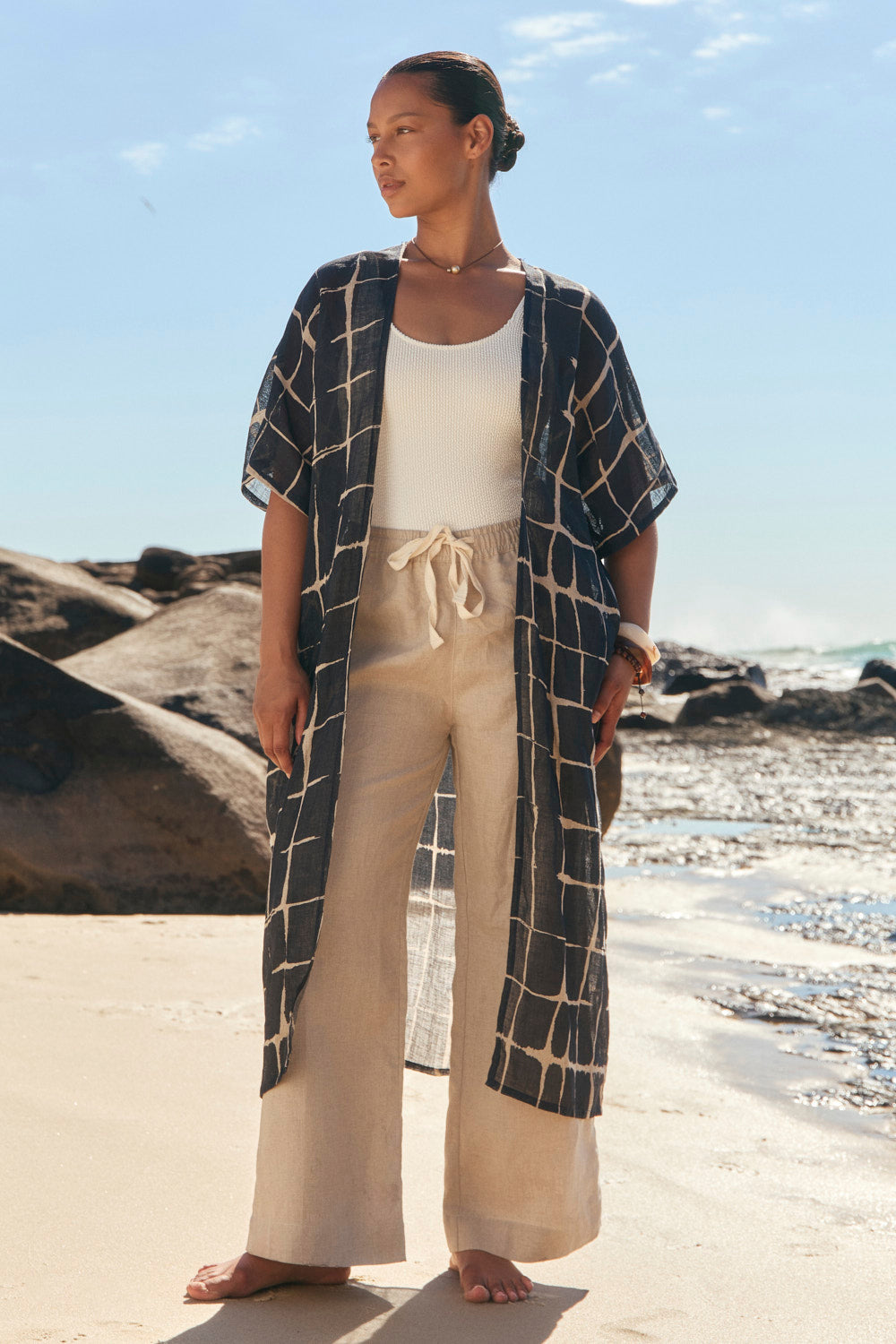 Liv Linen Duster in Woven Echo