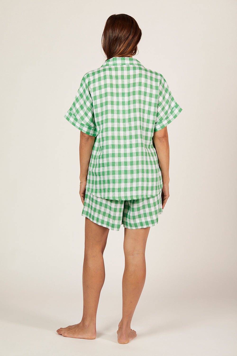 Lizey Linen A-Line Short in Treviso Green