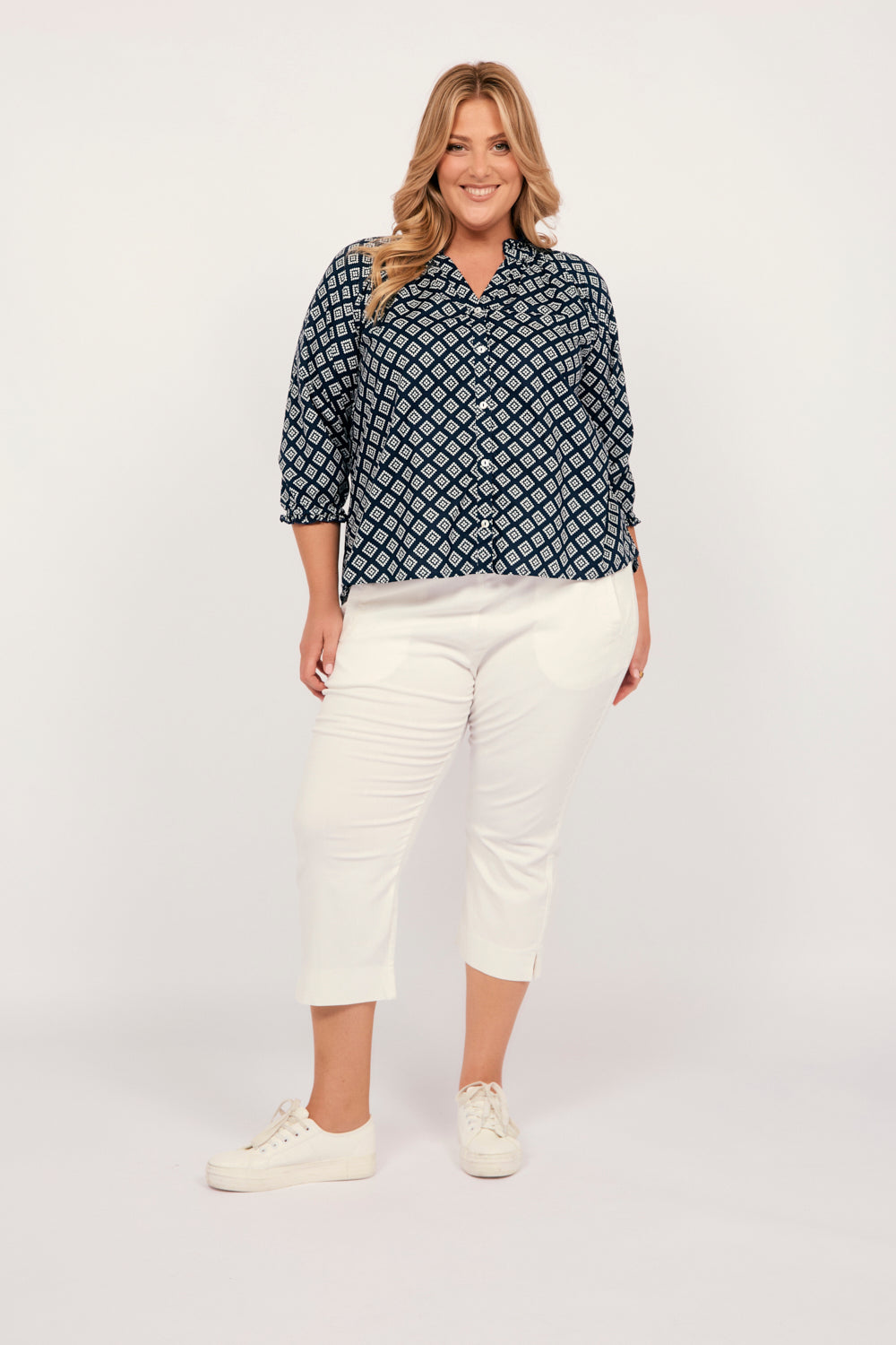 Maeve Shift Top in Navy Iris