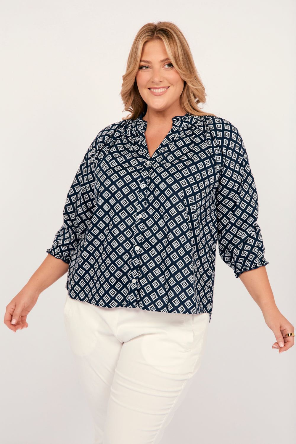 Maeve Shift Top in Navy Iris