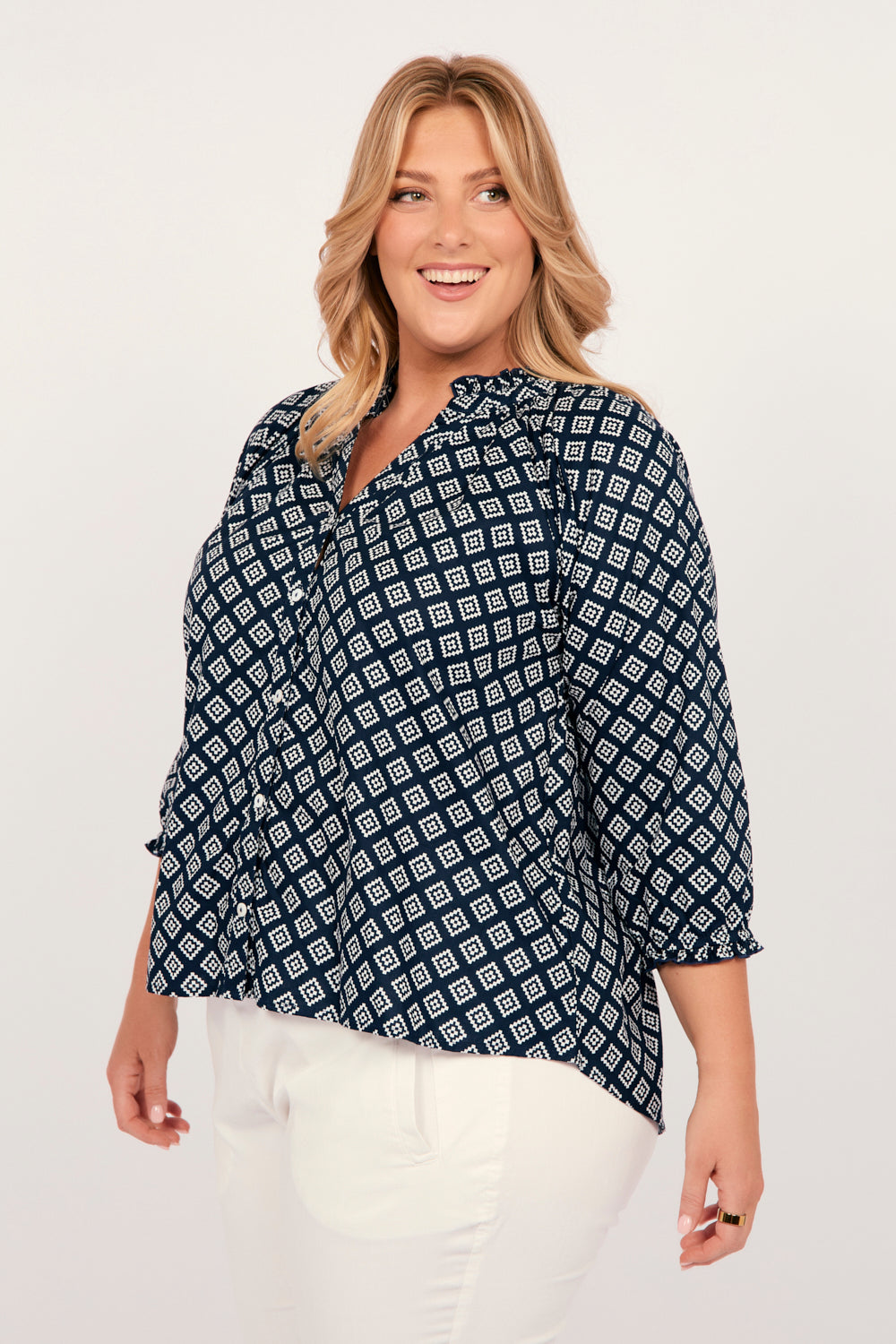 Maeve Shift Top in Navy Iris