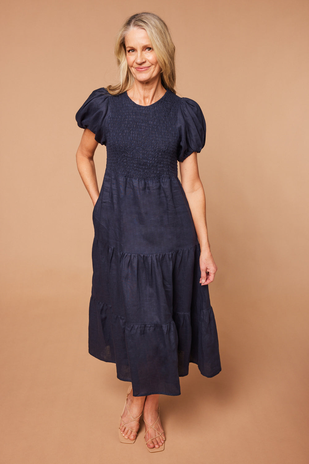 OFB Linen Shirring Dress main image 1
