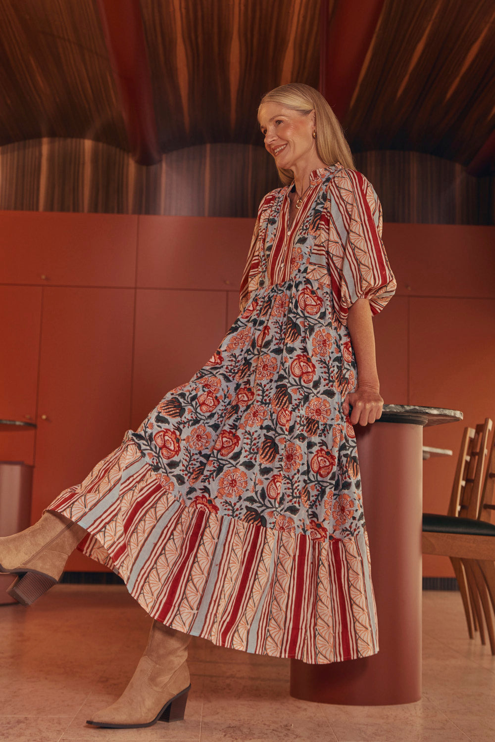 Mirabelle Frill Dress in Riviera