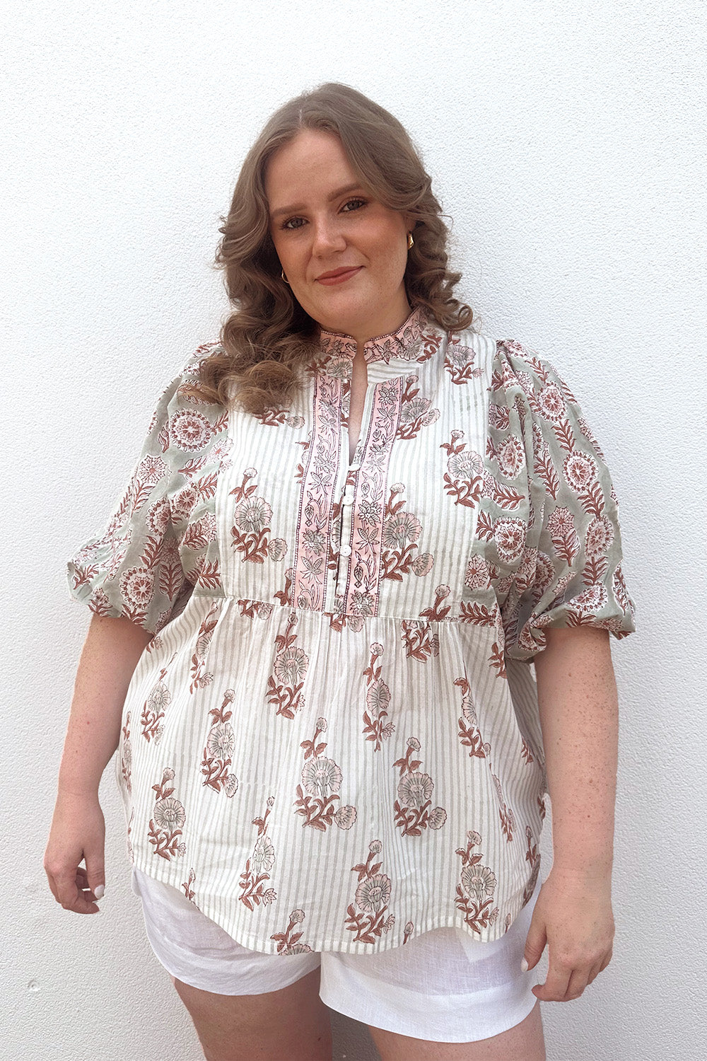 Mirabelle Frill Blouse in Fernwood