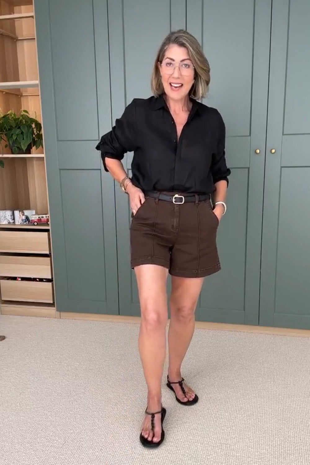 Lainey Denim A-Line Shorts in Chocolate