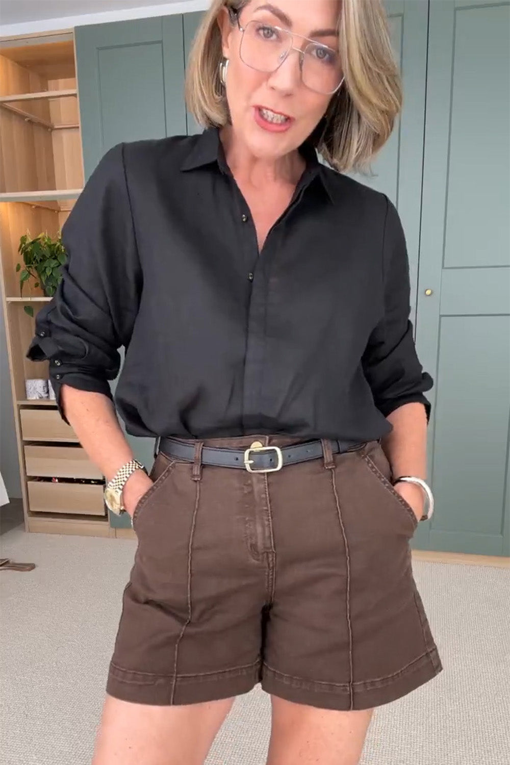 Lainey Denim A-Line Shorts in Chocolate