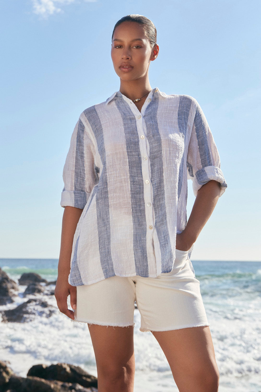 Natalia Shirt in Blue Stripe