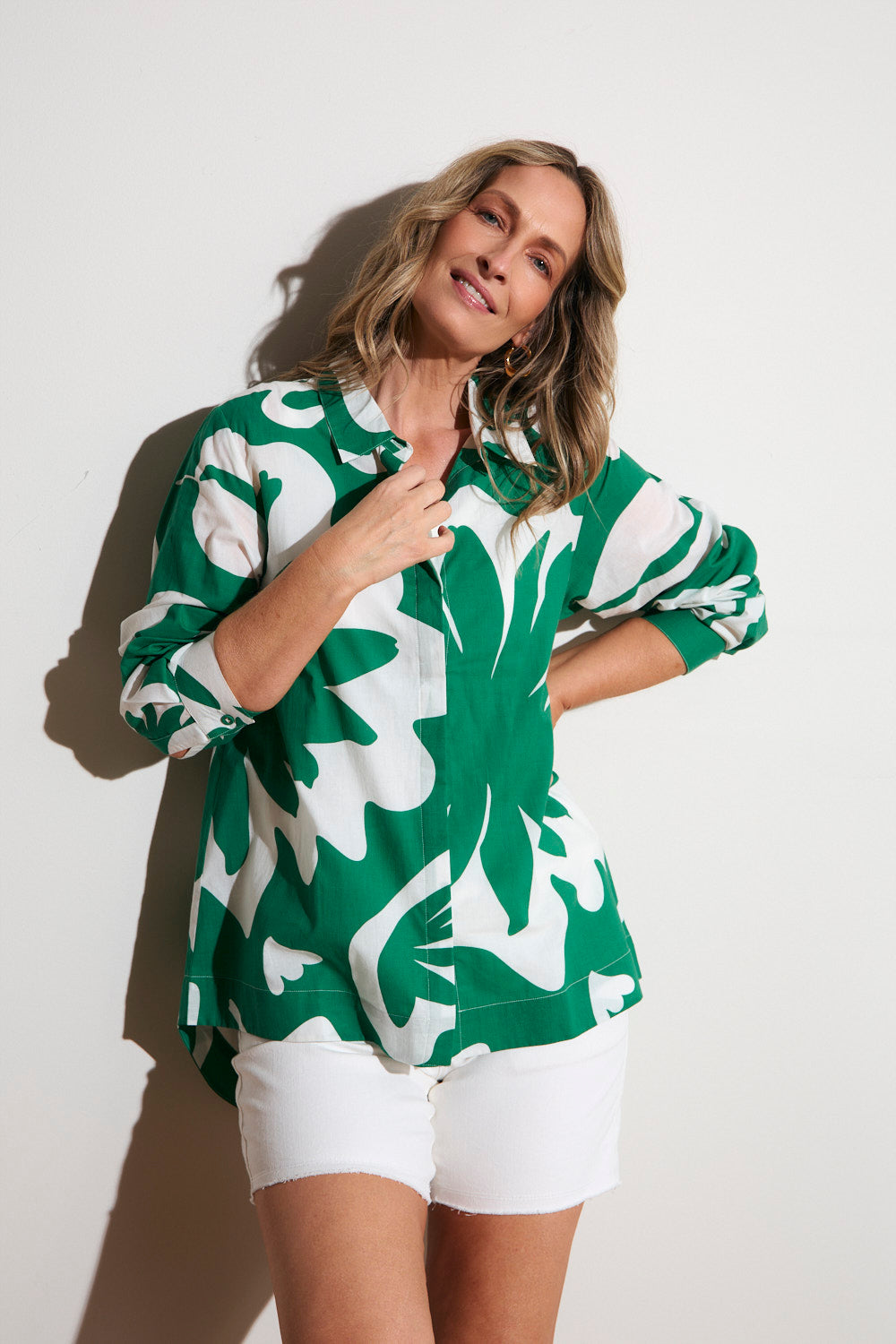 Oversized Boyfriend Shirt in Caledonia Emerald