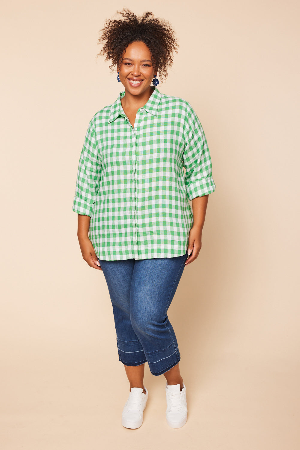 Oversized Linen Boyfriend Shirt in Treviso Green