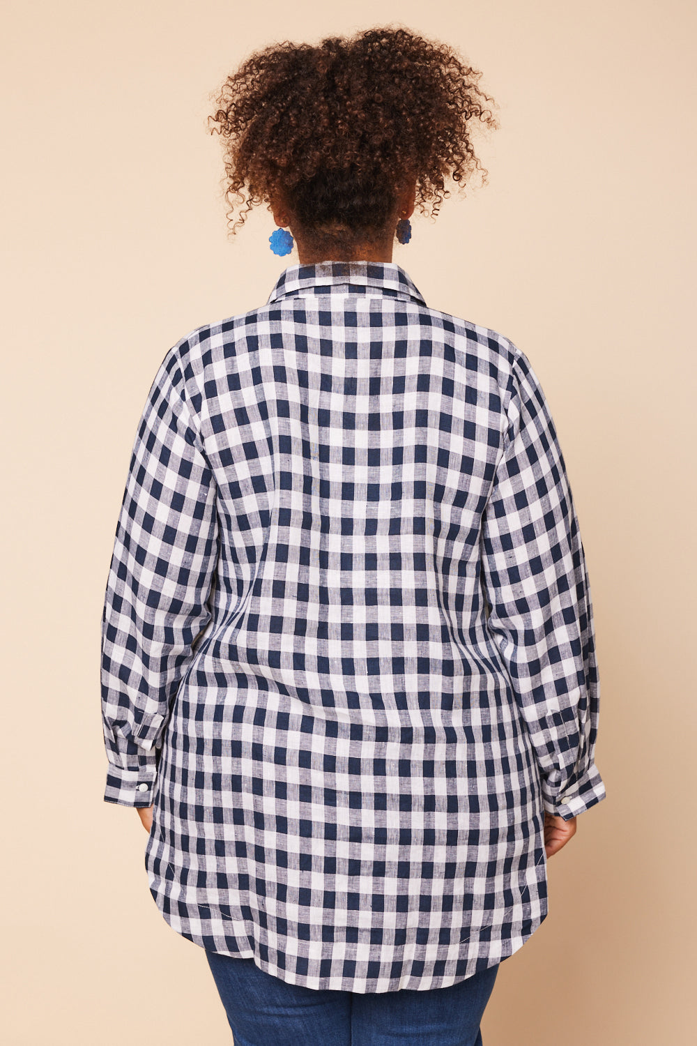 Oversized Linen Boyfriend Shirt in Treviso Navy