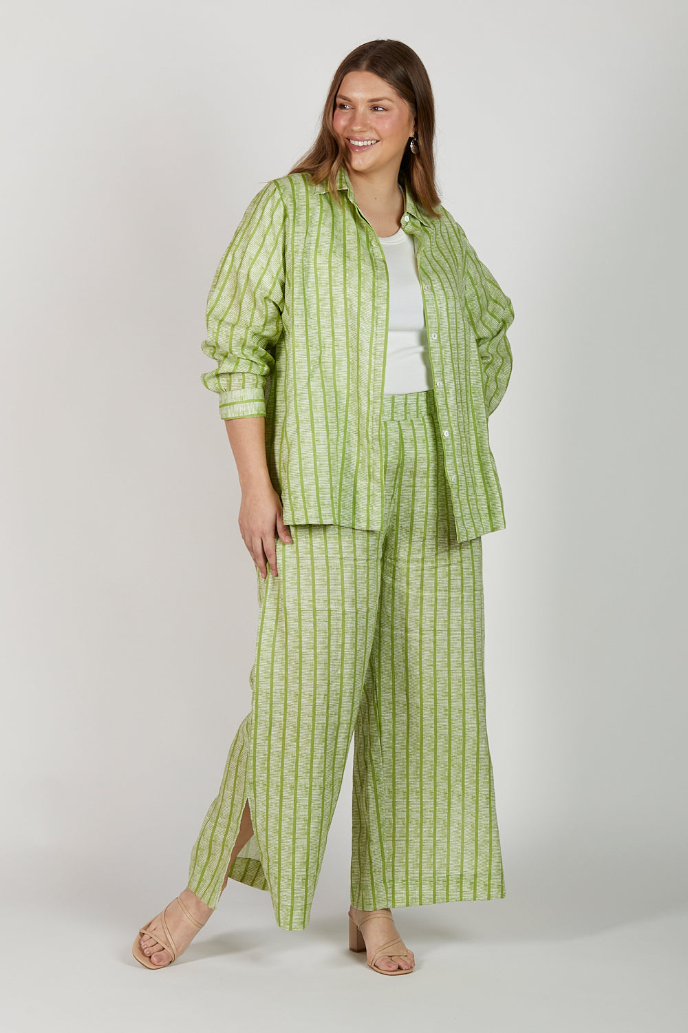 Camille Wide Leg Linen Pant in Sage