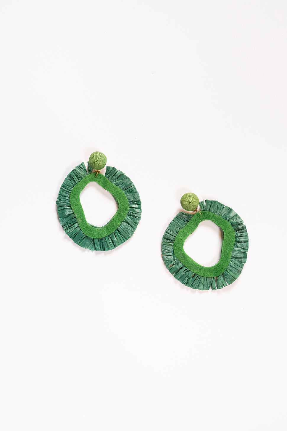 Raffia Organic Earrings in Green