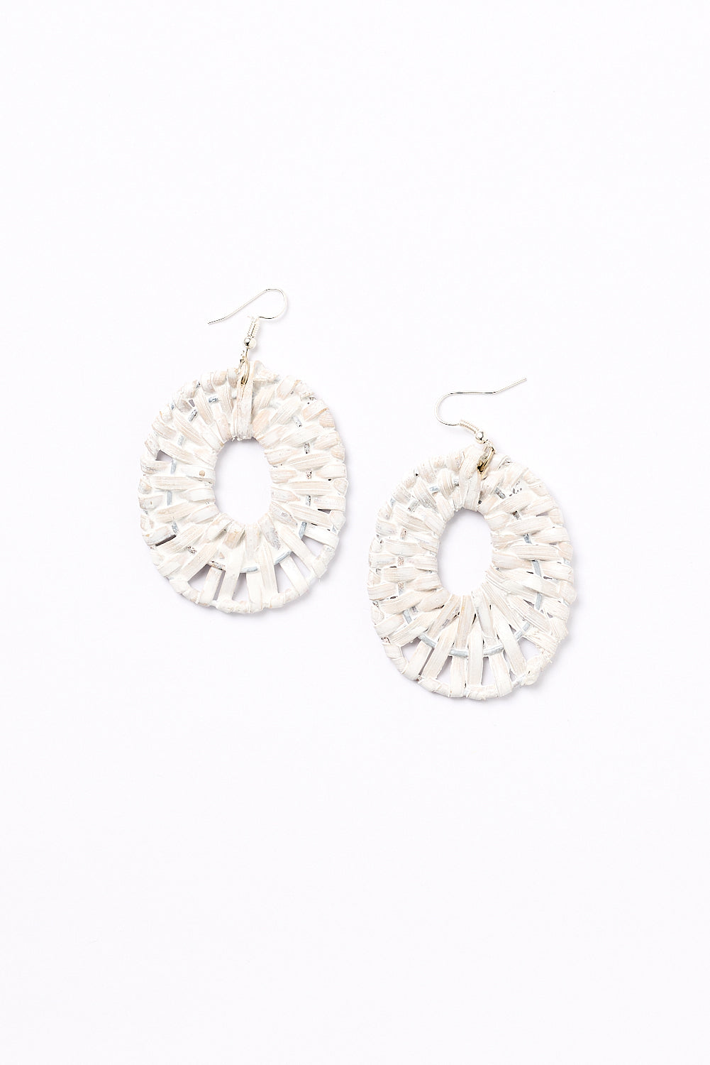 Raffia Woven Earrings in White