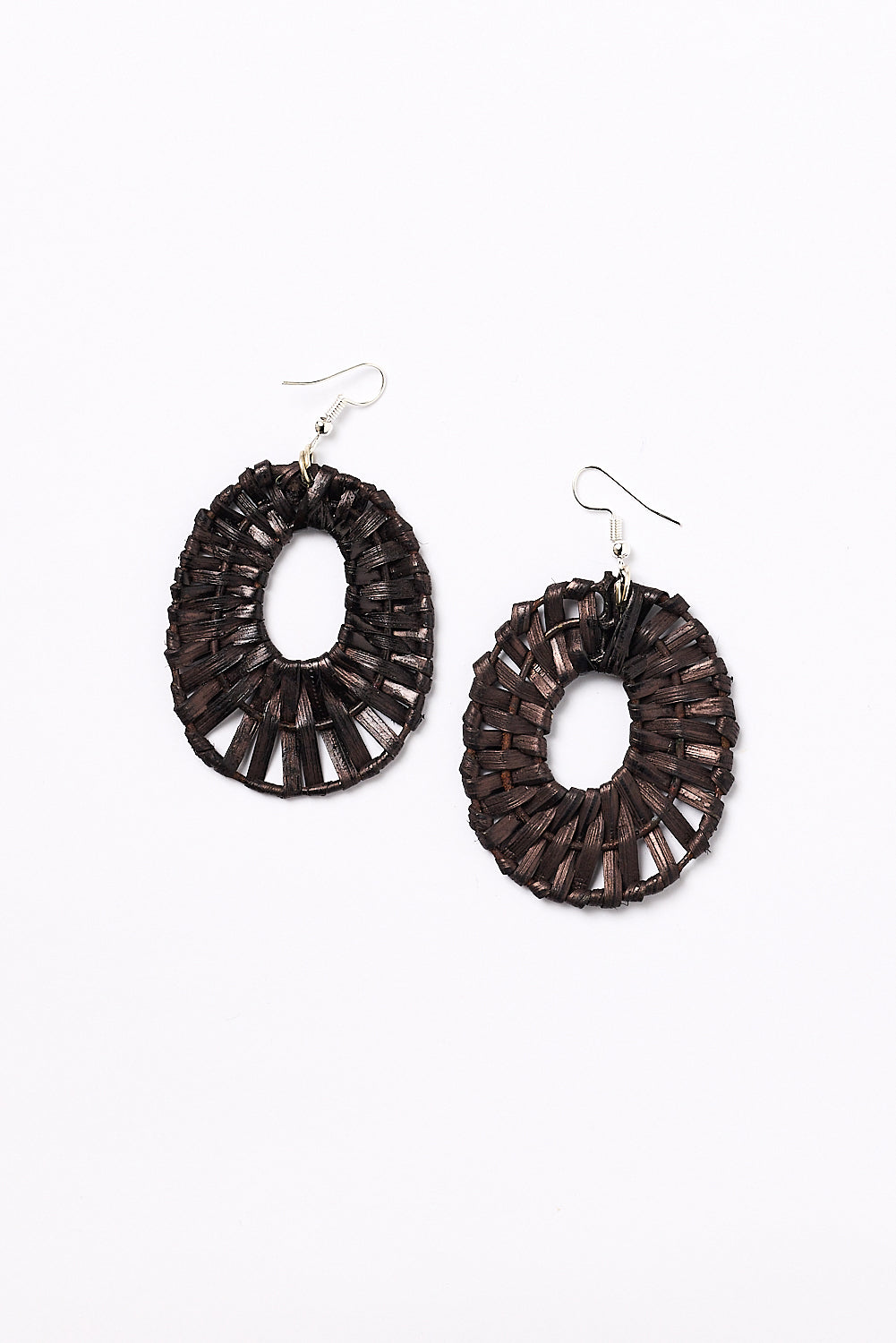 Raffia Woven Earrings in Brown
